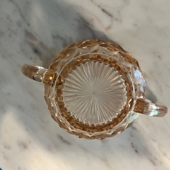 Pink Depression Glass Cubist Jeanette Mid Century MCM Sugar and Creamer - Picture 10 of 10